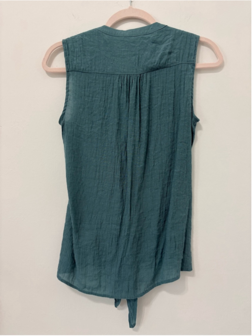 Zac & Rachel Tie Front Sleeveless Blouse Sz S Teal EUC - Picture 6 of 10